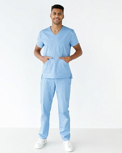 Медицинский костюм мужской Милан голубой